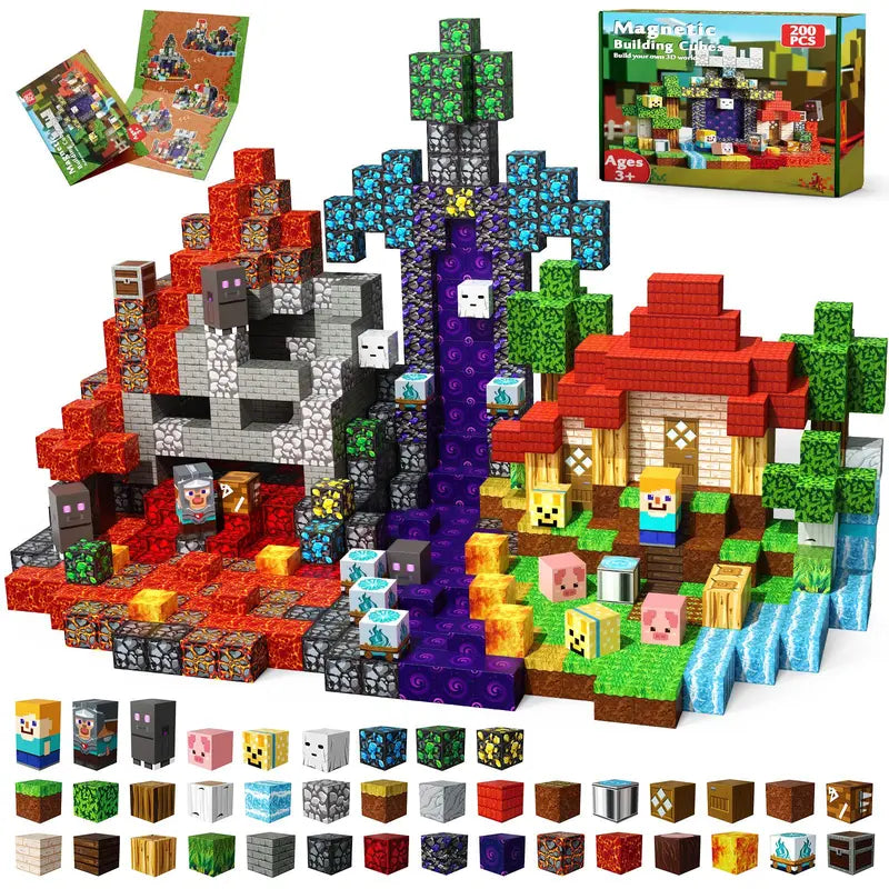 200PCS Magnetic Blocks – STEM Montessori Sensory Toy for Boys & Girls