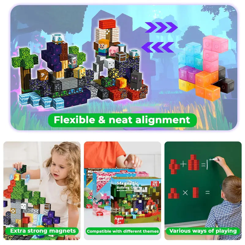 200PCS Magnetic Blocks – STEM Montessori Sensory Toy for Boys & Girls