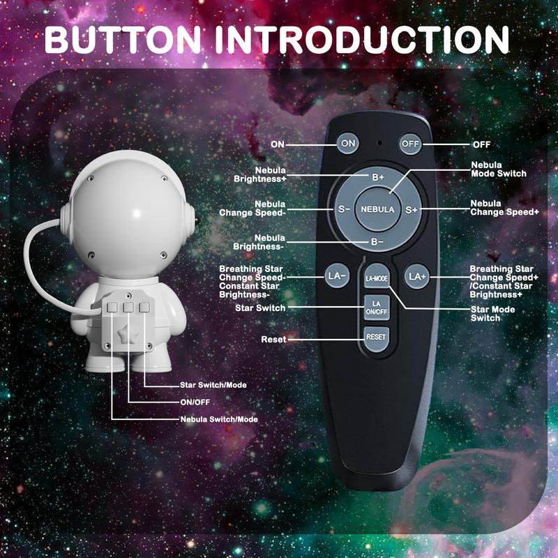 Astronaut Galaxy Projector: Nebula Star Light with Remote & Timer