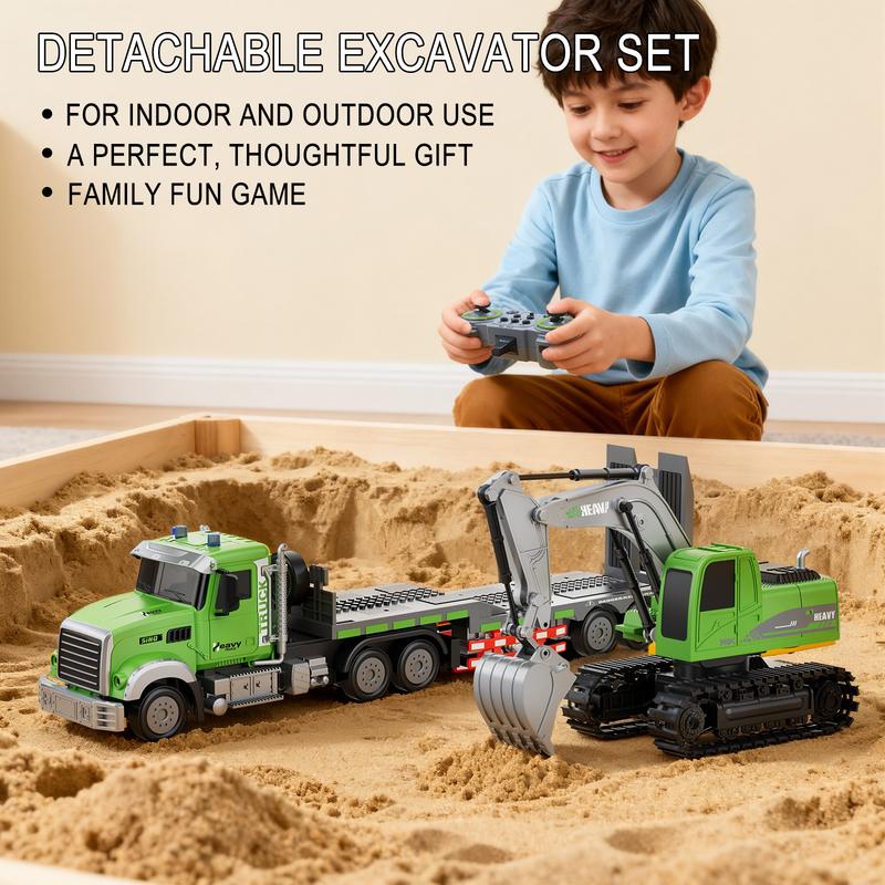 1:12 RC Semi Truck & Excavator Set: 2.4Ghz, Lights & Sound