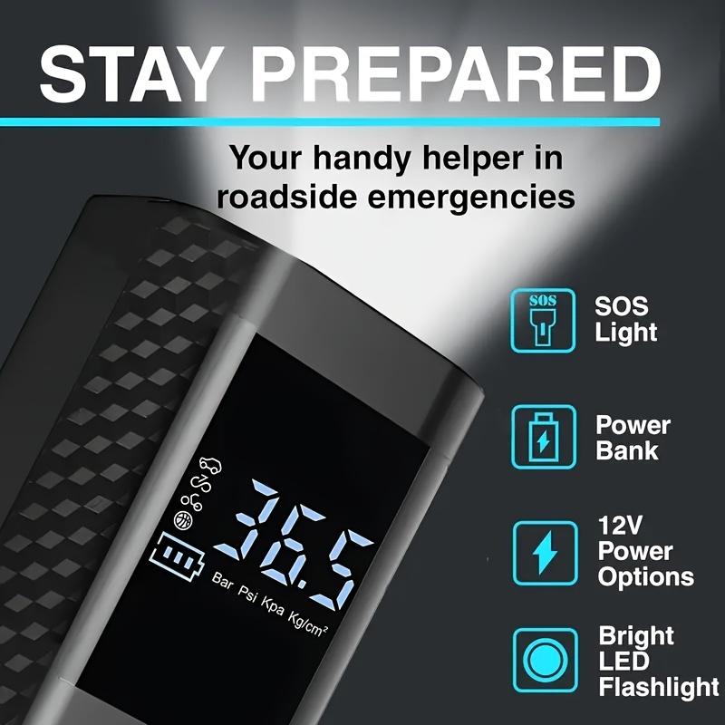 Wireless 150PSI air pump: Digital gauge, LED light, and USB charge. (10 words)