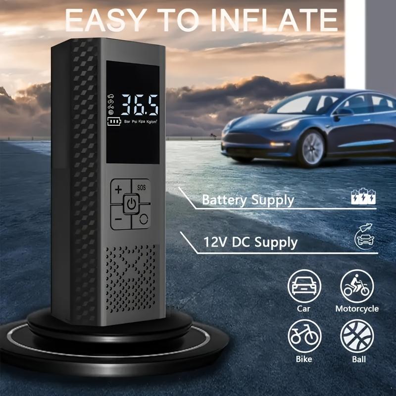 Wireless 150PSI air pump: Digital gauge, LED light, and USB charge. (10 words)