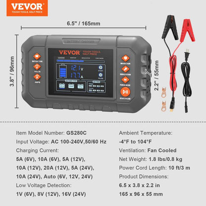 VEVOR 8A Smart Charger: Pro maintenance for LiFePO4 and Lead-Acid.