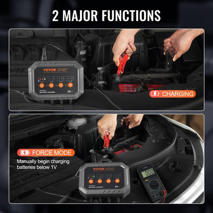 VEVOR 8A Smart Charger: Pro maintenance for LiFePO4 and Lead-Acid.