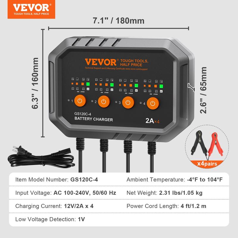 VEVOR 8A Smart Charger: Pro maintenance for LiFePO4 and Lead-Acid.